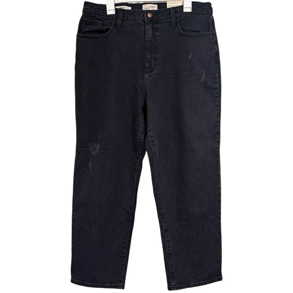 Universal Thread Black Distressed Vintage Straight Denim Jeans Size 16 NWT